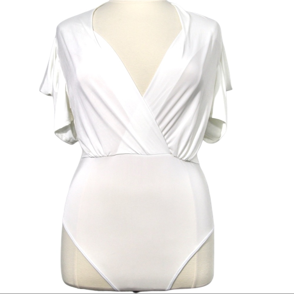 ONE BY ONE white plus size bodysuit